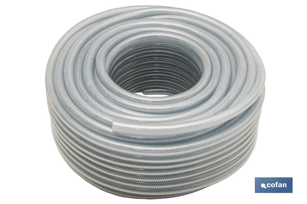 MANGUERA PVC CRISTAL C/REFUERZO 6x12 mm/100m