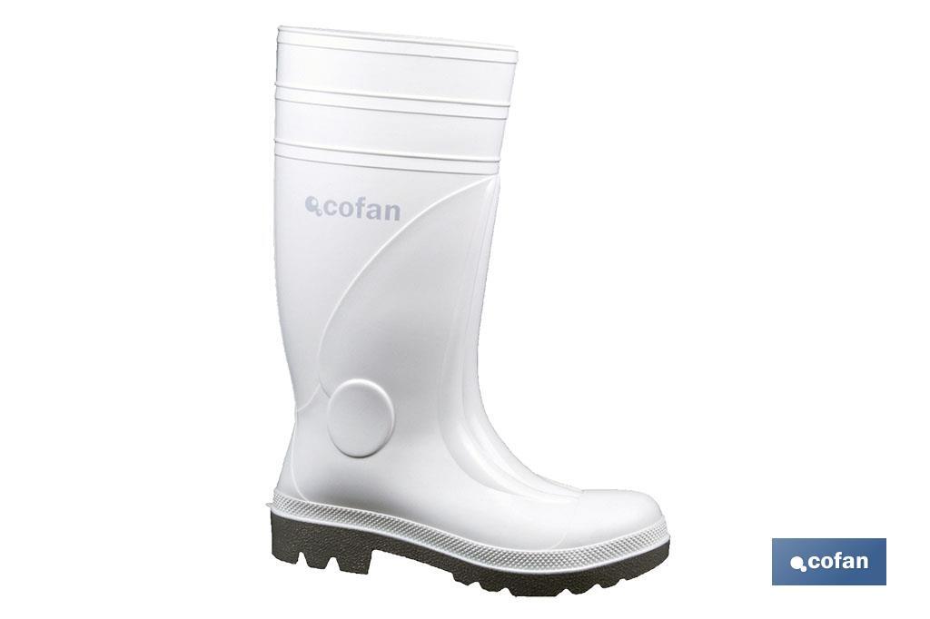 Bota de Agua | Alta de Seguridad S-4 | Color Blanco | Puntera de Acero | Fabricada en PVC-Nitrilo