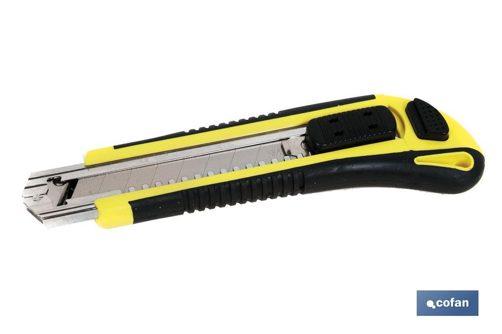 Cúter con cuchillas intercambiables | Incluye cuchillas de repuesto | Medida de la cuchilla: 18 mm