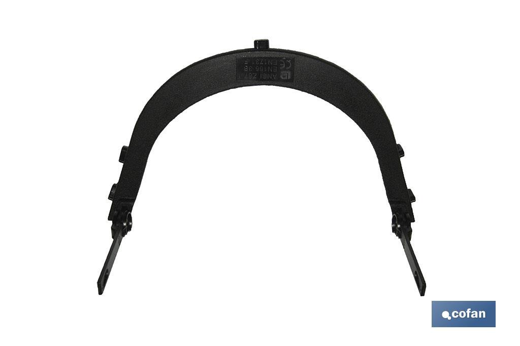 Soporte de malla protectora para casco de obra | Medidas del soporte: 24 x 17 x 2 cm | Soporte universal