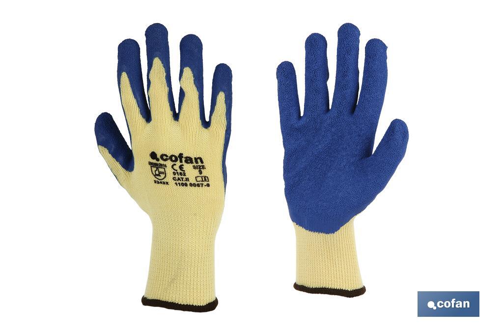 Guantes de Látex Rugoso con Soporte de Punto Azules