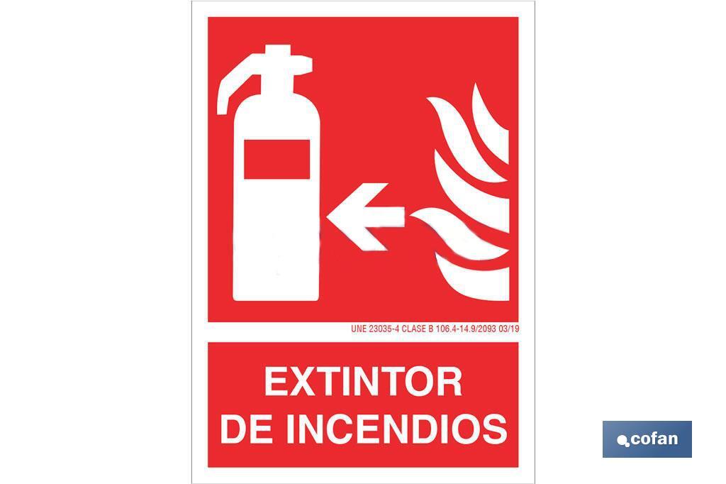 Extintor de incendios Pictograma + Texto