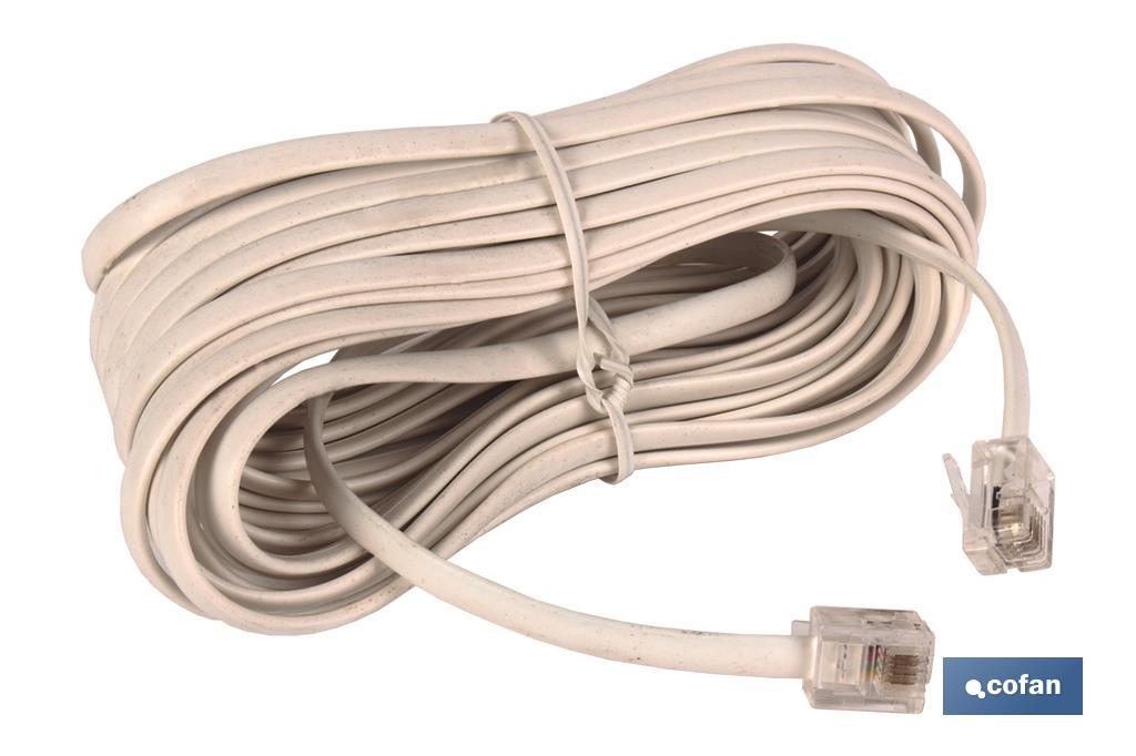 Cable plano de teléfono | Con 2 tomas de conexión | Longitud del cable de 2,2 y 4,5 metros